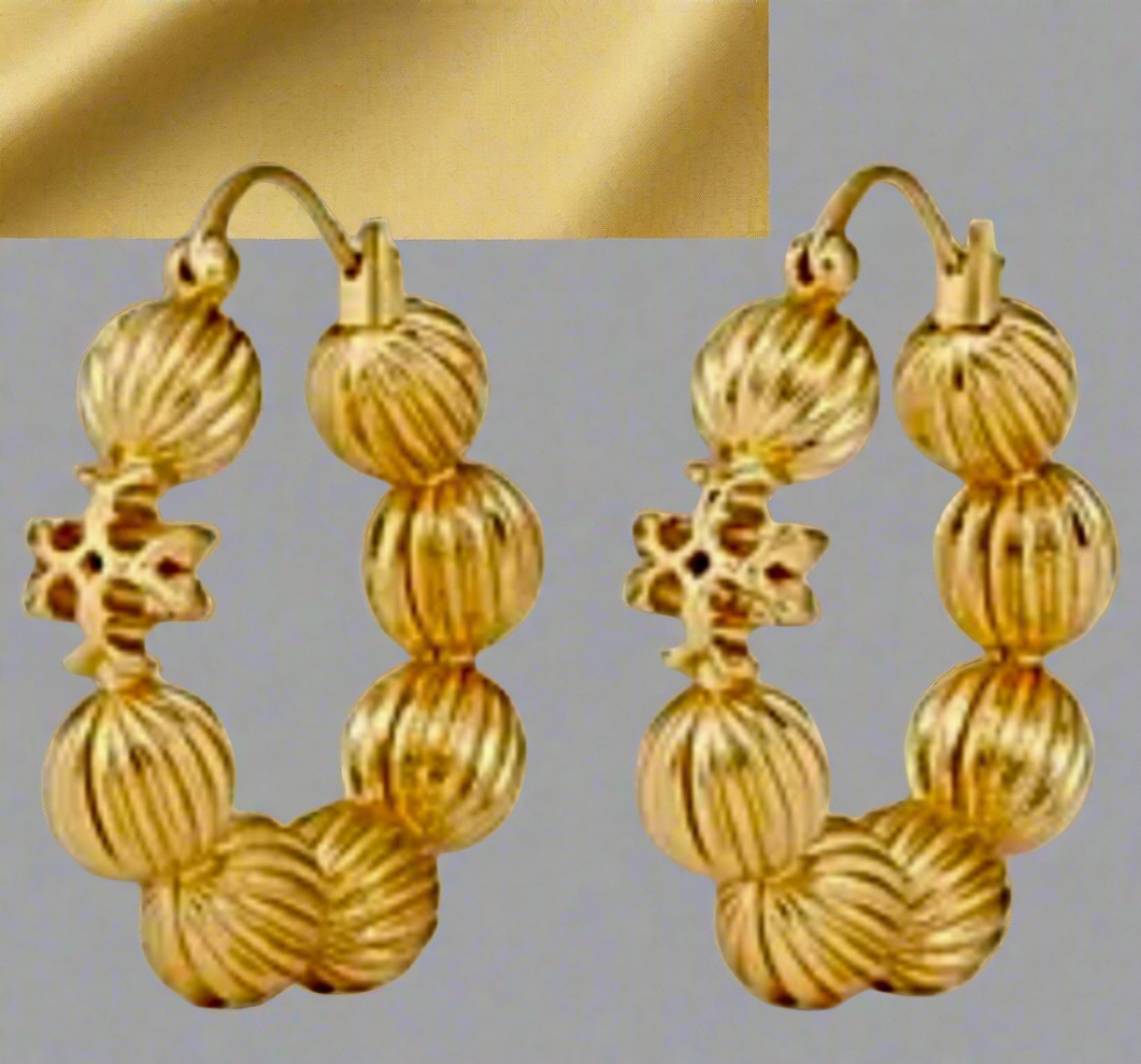 Tory Burch Roxanne Fluted Bead Hoop Earrings