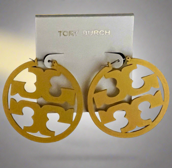 Tory Burch Miller Yellow Painted Hoop Earrings