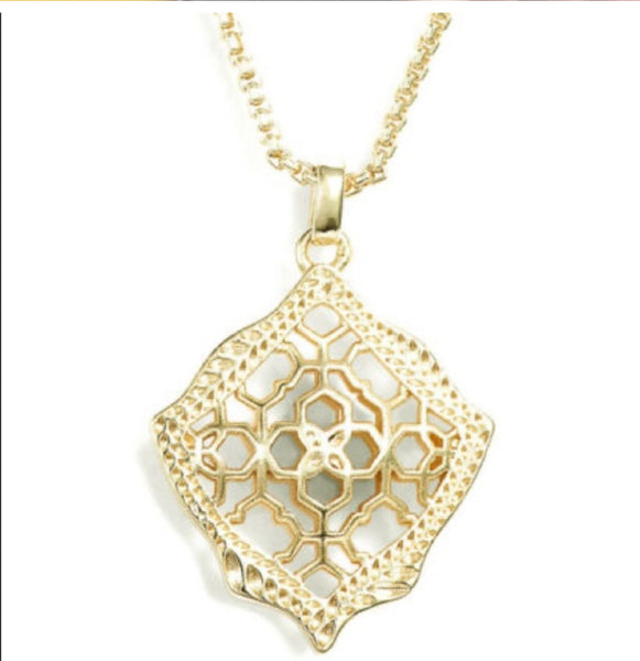 Kendra Scott Kacey Gold Long Pendant Necklace In Gold Filigree Mix