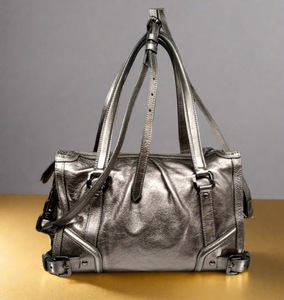 Burberry Protsum Metallic Silver Satchel Shoulder Bag