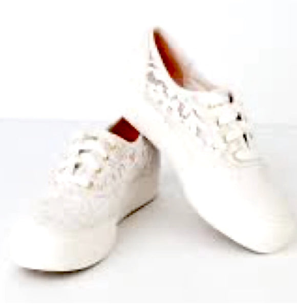 Keds Triple Cream Painted Crochet Platform Sneakers Size 11 M