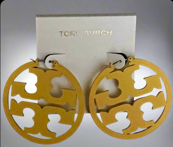 Tory Burch Miller Yellow Painted Hoop Earrings