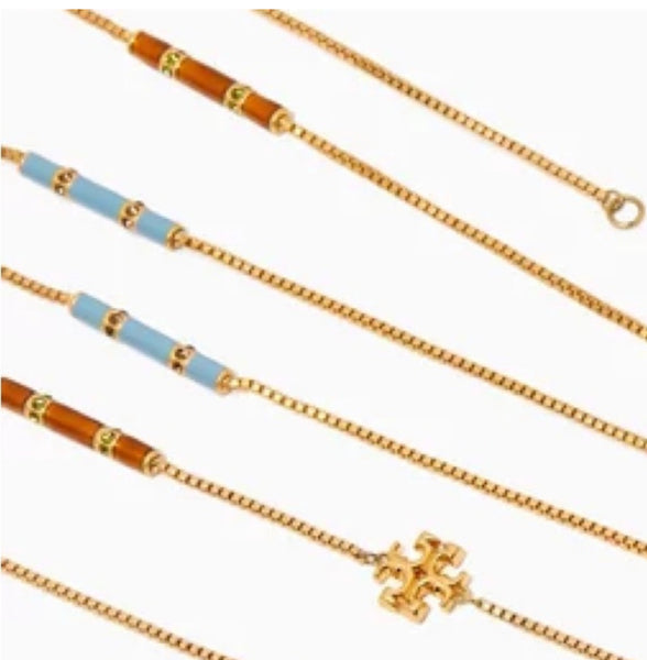 Tory Burch Kira 18K Gold-Plate & Enamel Colors Long Necklace