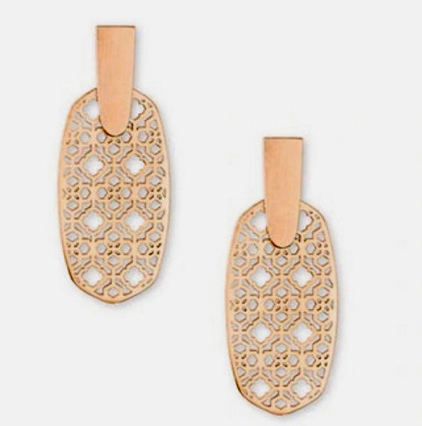 Kendra Scott Rose Gold Filigree Drop Earrings