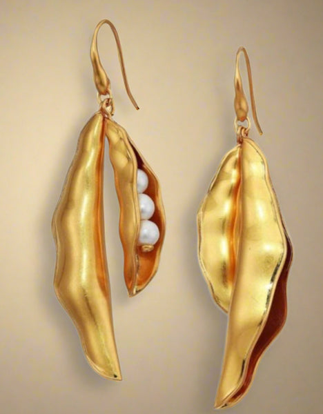 Tory Burch Vintage Gold Peapod Statement Earrings