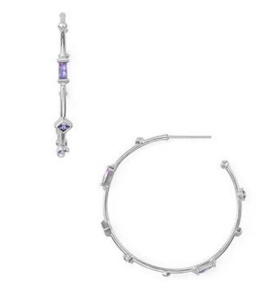 Kendra Scott Rhoan Silver Hoop Earrings In Lilac Mix