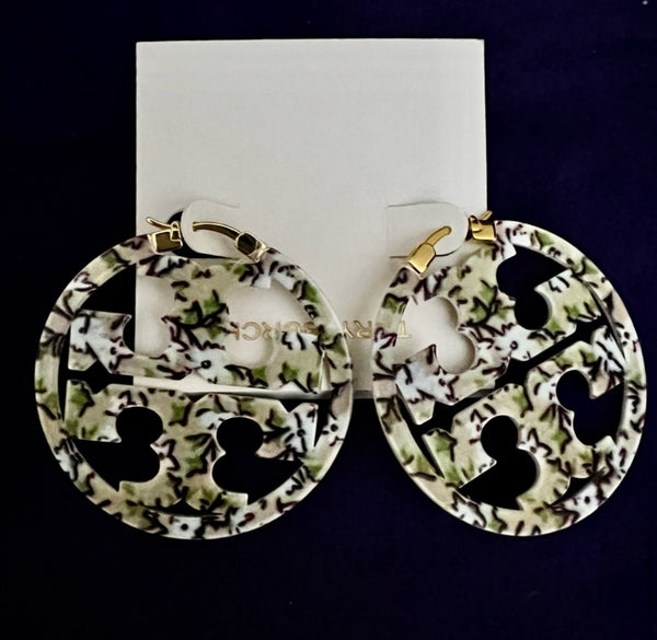 Tory Burch Miller Double Printed Reversible Hoop Earrings