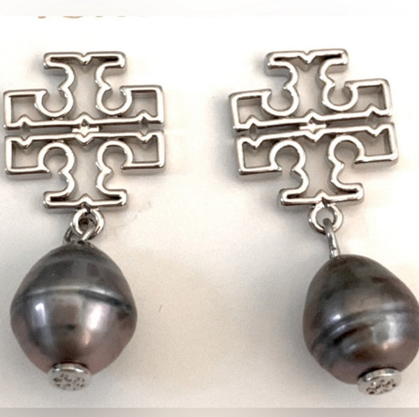 Tory Burch Britten Glass Pearl Drop Earrings