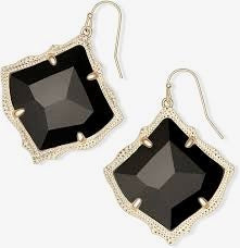 Kendra Scott Kirsten Drop Black Glass Gold Earrings