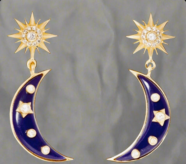 The Sole Society Intergalactic Crescent Moon With Starburst Studs Double Drop Earrings