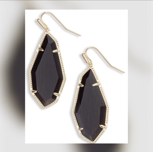 Kendra Scott Muriel Friendship Bracelet & Muriel Drop Earrings In Gold/Black Cats Eye