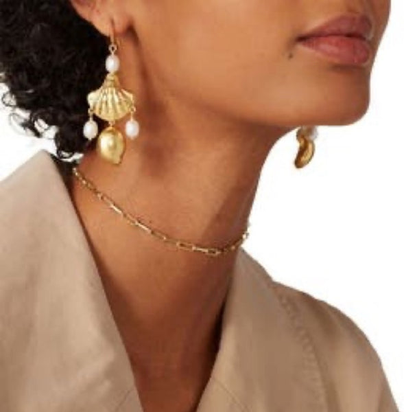 Tory Burch Shell And Freshwater Pearl Drop Earrings