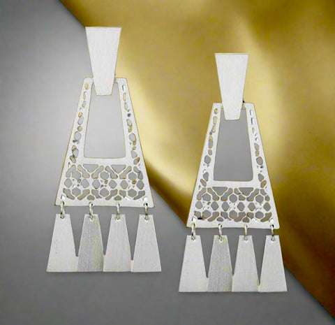 Kendra Scott Kase Fringe Filigree Statement Earrings in Bright Silver