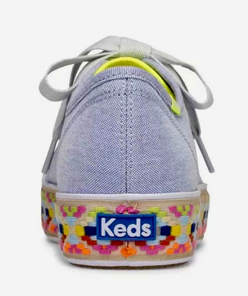 Keds Triple Kick Summer Platform Sneakers Size 11 M Chambray Upper, Twill Lining