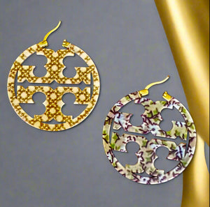 Tory Burch Miller Double Printed Reversible Hoop Earrings