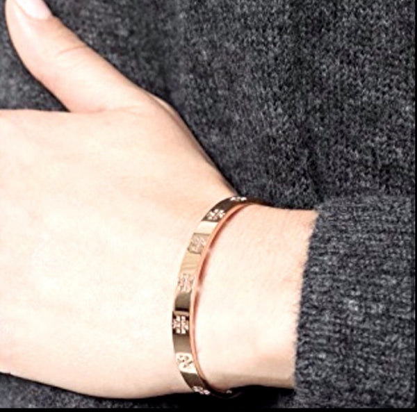 Tory Burch Rose Gold Pierced Cuff Bracelet