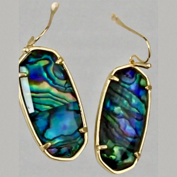 Kendra Scott Faceted Elle Drop Earrings Gold & Abalone Shell