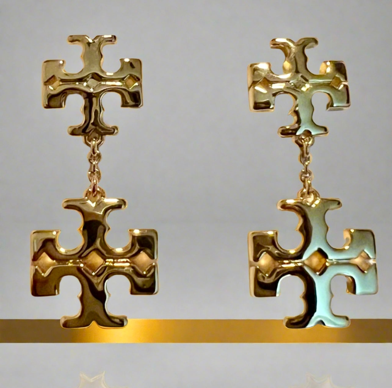 Tory Burch Gold Signature Kira Lineal Logo Earrings