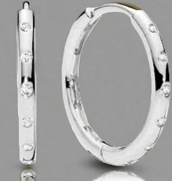 Pandora Droplets Simple Sparkling Hoop Earrings