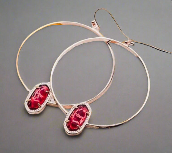 Kendra Scott Elora Rose Gold And Berry Clear Glass Hoop Earrings