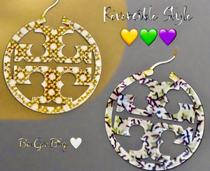 Tory Burch Miller Double Printed Reversible Hoop Earrings