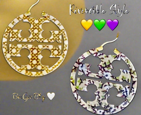 Tory Burch Miller Double Printed Reversible Hoop Earrings