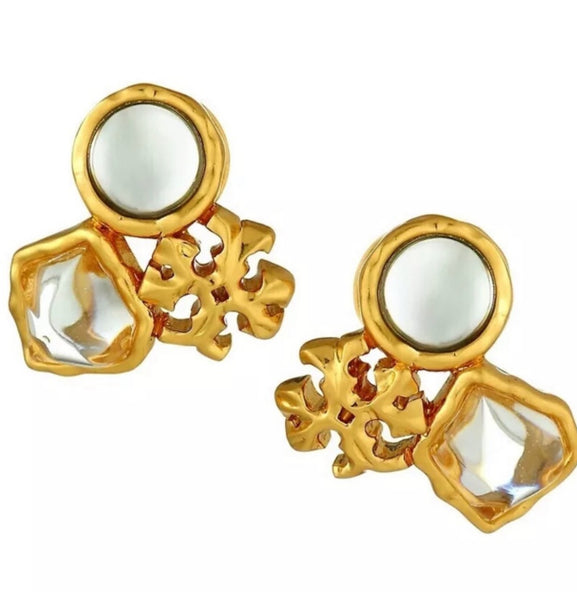 Tory Burch Roxanne Logo Cluster Stud Earrings