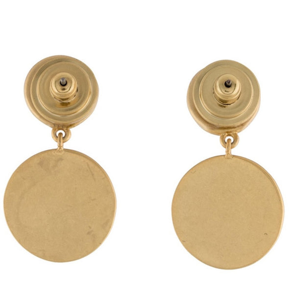 Tory Burch Gold Logo Coin Drop Medallion Earrings