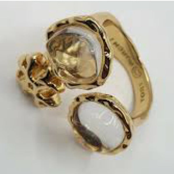 Tory Burch Roxanne Semiprecious Clear Stones Statement Ring Size 7