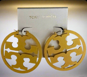 Tory Burch Miller Yellow Painted Hoop Earrings