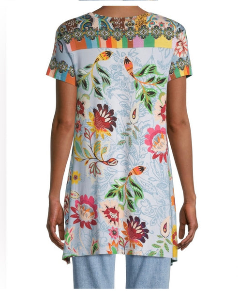 Johnny Was Fagan Floral V-Neck Tunic Size X Large