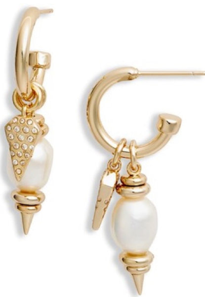 Kendra Scott Demi Gold Huggie Earrings In White Baroque Pearl