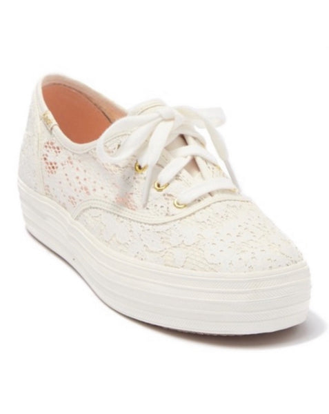 Keds Triple Cream Painted Crochet Platform Sneakers Size 11 M