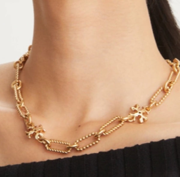 Tory Burch Gold Plated Roxanne Chain Link Short Necklace