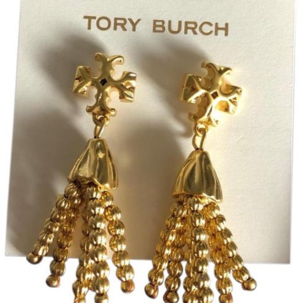 Tory Burch Roxanne Small Gold Tassels Drop Earrings