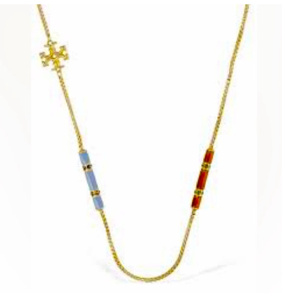 Tory Burch Kira 18K Gold-Plate & Enamel Colors Long Necklace