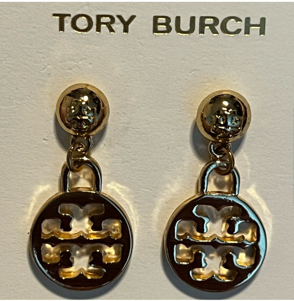 Tory Burch Gold Signature Logo Drop Earrings