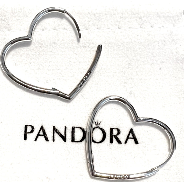 Pandora Asymmetrical Love Heart Hoop Earrings