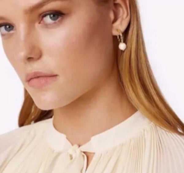 Tory Burch Baroque Pearl Rope Logo Bead Drop Earrings