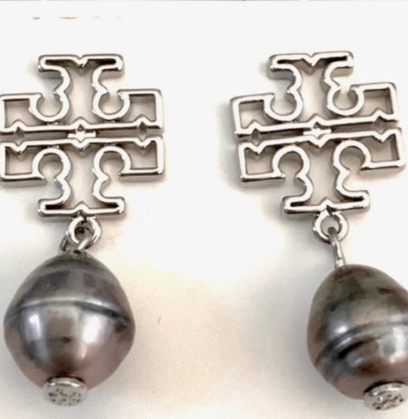 Tory Burch Britten Glass Pearl Drop Earrings