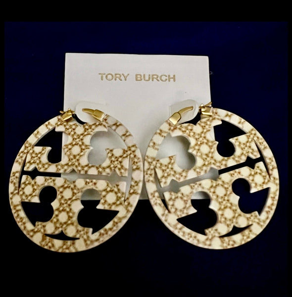 Tory Burch Miller Double Printed Reversible Hoop Earrings