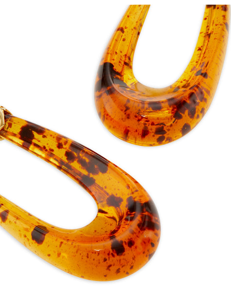 Gas Bijoux Ecume 24K Gold Plated & Acetate Elongated Gold Hoop Earrings