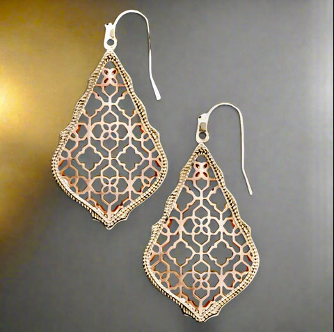 Kendra Scott Addie Rose Gold Filigree Drop Earrings