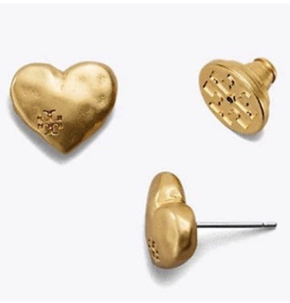 Tory Burch Vintage Gold Heart Stud Earrings