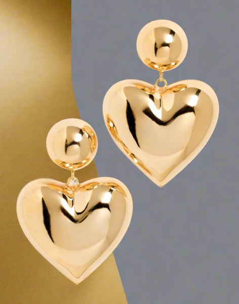 LELET NY Gigi Polished Gold Heart Drop Earrings