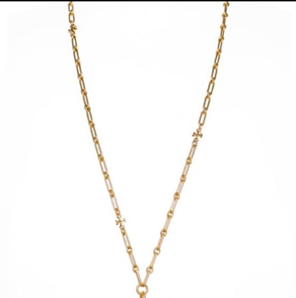 Tory Burch Roxanne Chain Necklace Medallion with Whimsical Embellishment Hangs