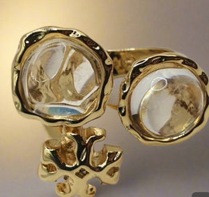 Tory Burch Roxanne Semiprecious Clear Stones Statement Ring Size 7