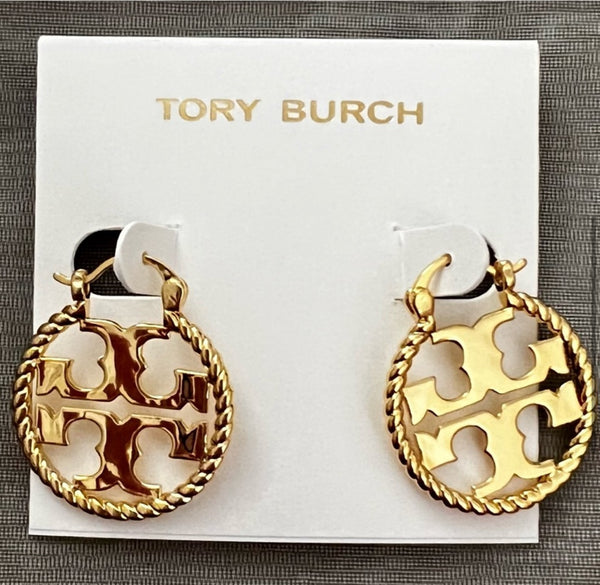 Tory Burch Rope Miller Smaller Hoop In Twisted Rope Frame Earrings