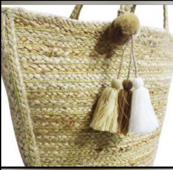 American and Beyond Travel Jute Tote Bag El Enshrine Handwoven