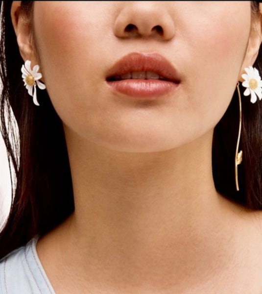 Kate Spade White Daisy Into The Bloom Statement Drop Earrings